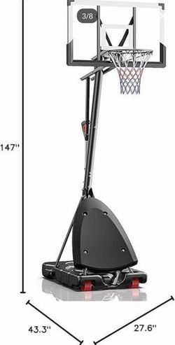 Basketball Hoop Outdoor, 4.9-10 ft Adjustable Height, Weather Proof Heavy Base and 44 Inch Shatterproof Backboard, Portable Basketball Hoop Goal Syste