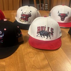 Chicago Bulls BMO bank bulls hat package. Package of six hats all new. Wheeling  All hats new in excellent condition Selling as a package of sex other