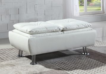 Contemporary white storage ottoman