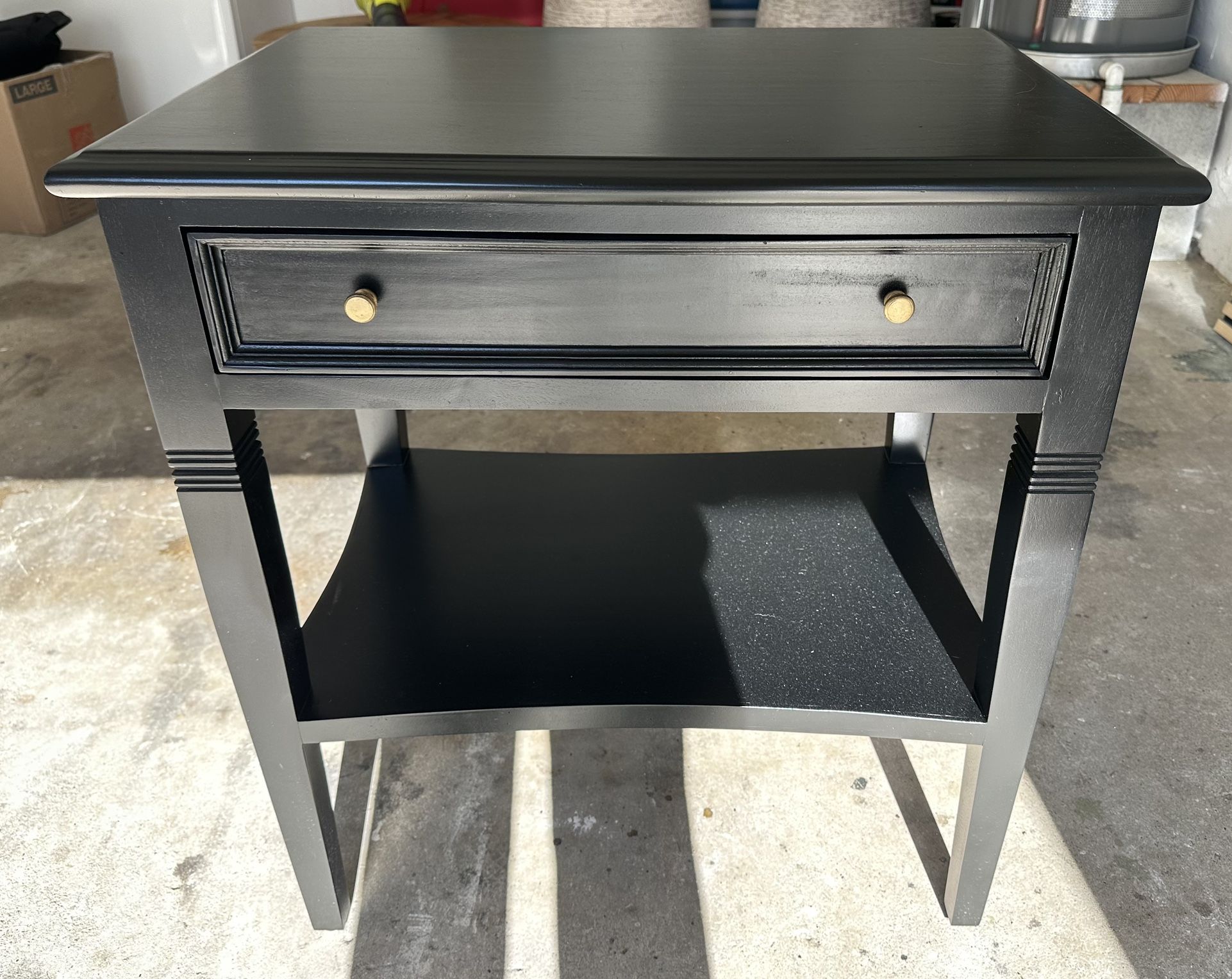 Noir Oxford 1 drawer side table / nightstand. Hand rubbed black - PICK UP ONLY