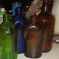 Vintage Lot Of  4 Antique Bottles From 1940s..7-10" Ht...