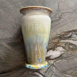Studio Pottery Trumpet Style Glazed Vase, Signed