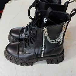 KOI Military Platform Boots With Zippers & Chains 