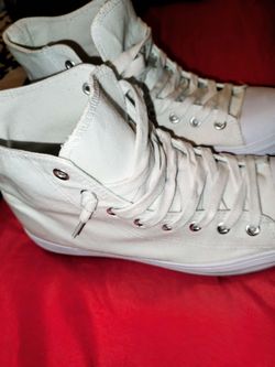 White Canvas High-Top Sneakers