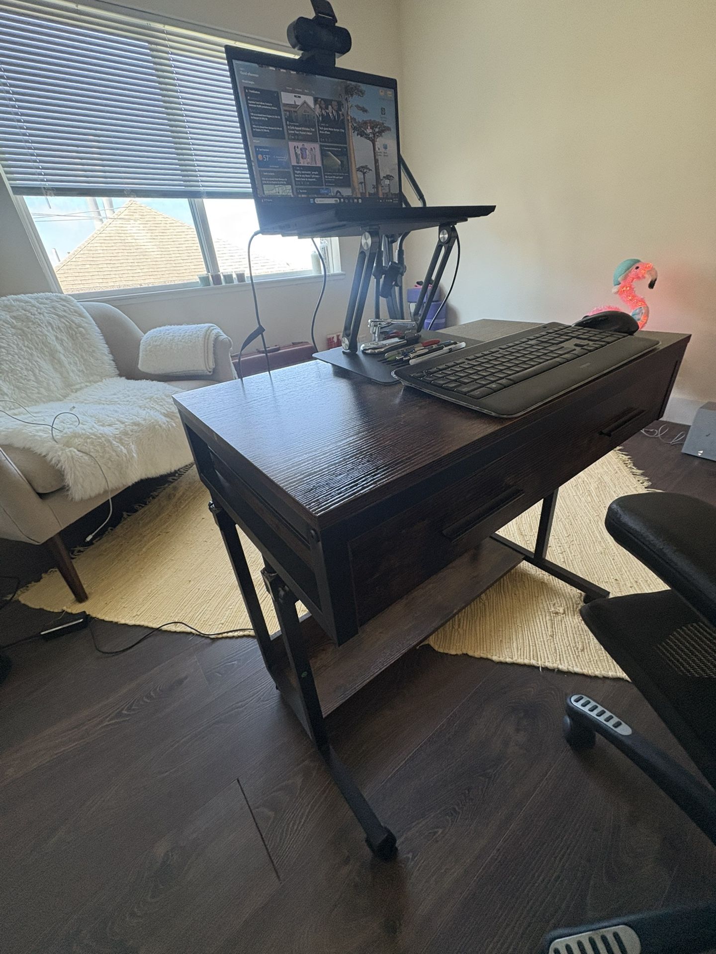 Brown Portable Desk, Adjustable For Height