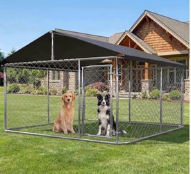 Large Outdoor Dog Enclosure,Heavy Duty Dog Kennel with Roof,