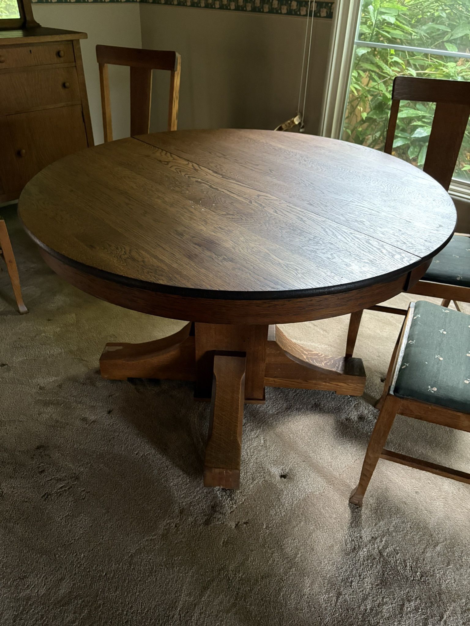 Antique Oak Dining Table W/chairs