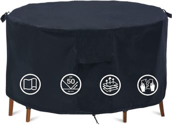 Round Patio Furniture Covers - 74" Dia Waterproof Table & Fire Pit Cover - Anti-Fading for Outdoor Dining Sets  ‎Round : 74"DIA x 27.5"H
