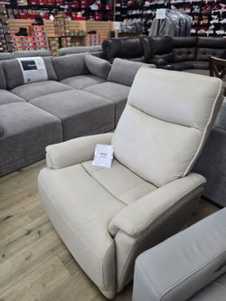 Premium Leather Power Recliner Glider Chair