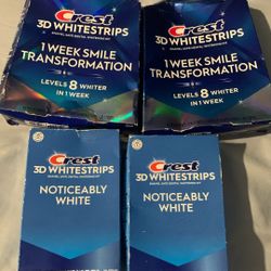 Crest 3D Whitestrips 4 Boxes Altogether - 2 Of noticeably White. 2 Of 1 Week Smile Transformation