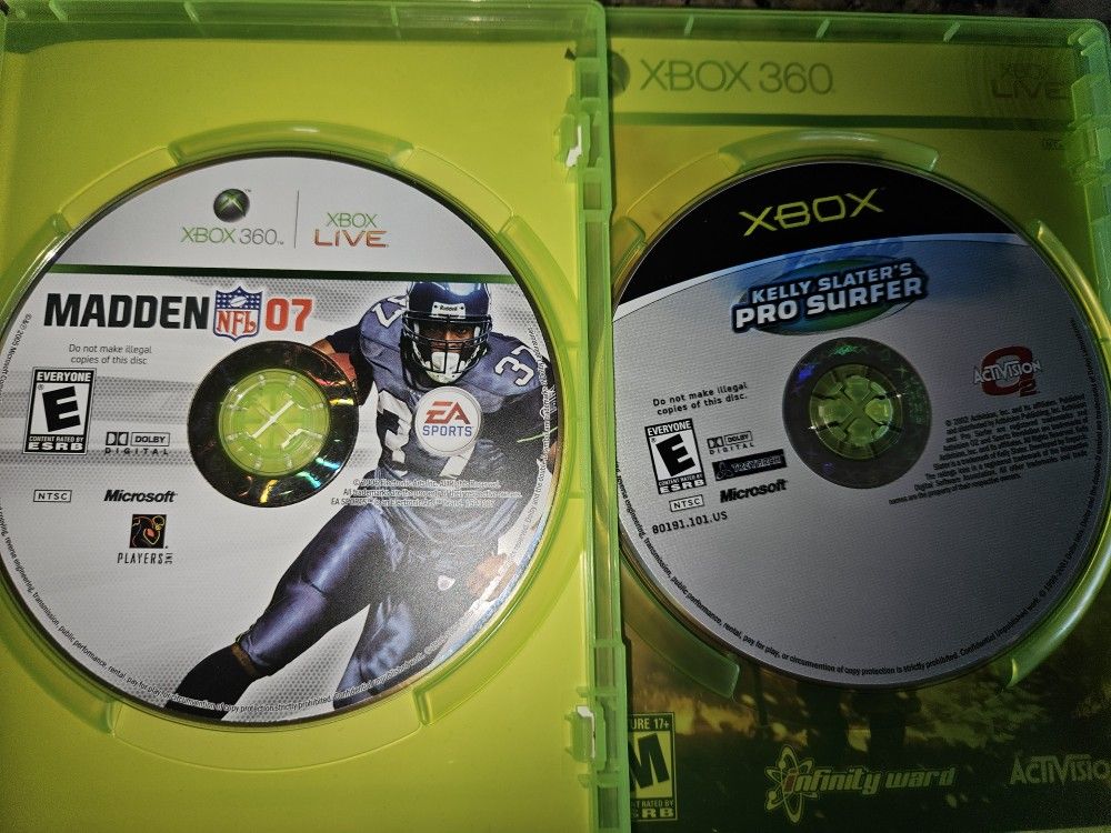 XBOX360 MADDEN 07 AND XBOX PRO SURFER