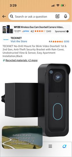 TECKNET No-Drill Mount for Blink Video Doorbell