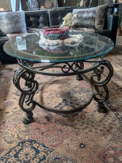Coffee table  iron and glass