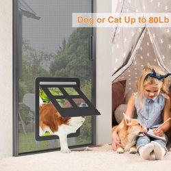 MIAOTONG Pet Screen Door, 2023 Upgrade Large Dog Door for Screen Door with Magnetic Flap,Inside Opening 12 x 14 3/8 inches, Sturdy and Anti-Falling Do