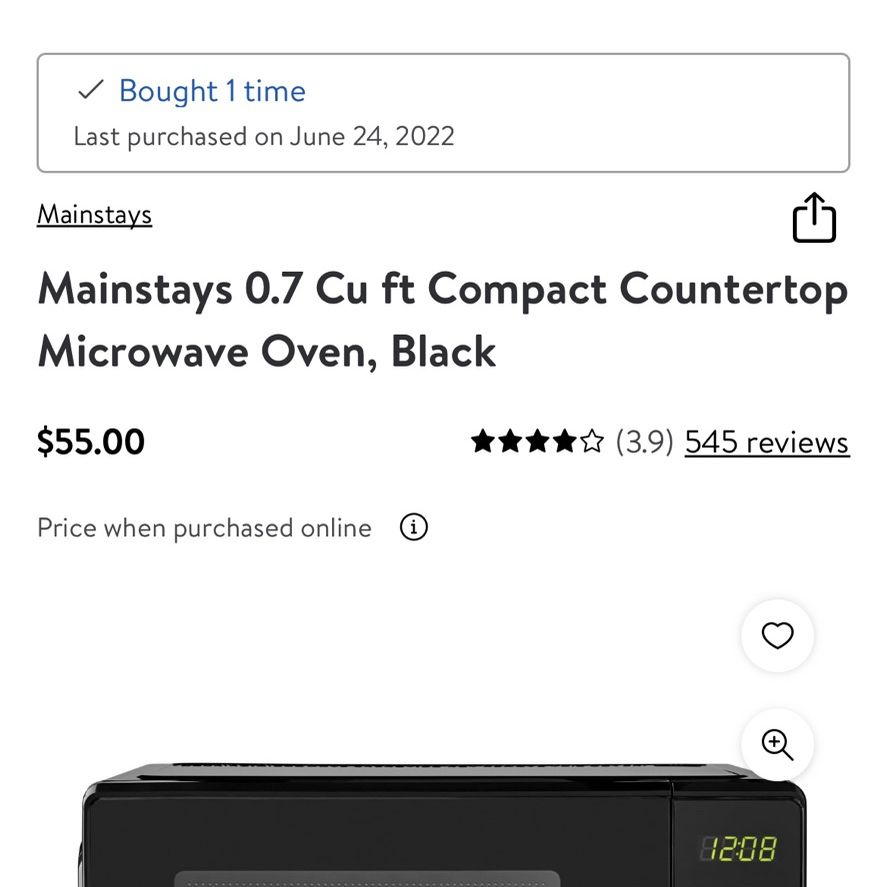 Mainstays 0.7 Cu ft Compact Countertop Microwave Oven, Black!! NEW OUT –  Big Catch Salvage and Thrift