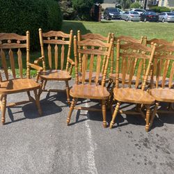 Set Of 8 Solid Wood Dining Room Kitchen Chairs 