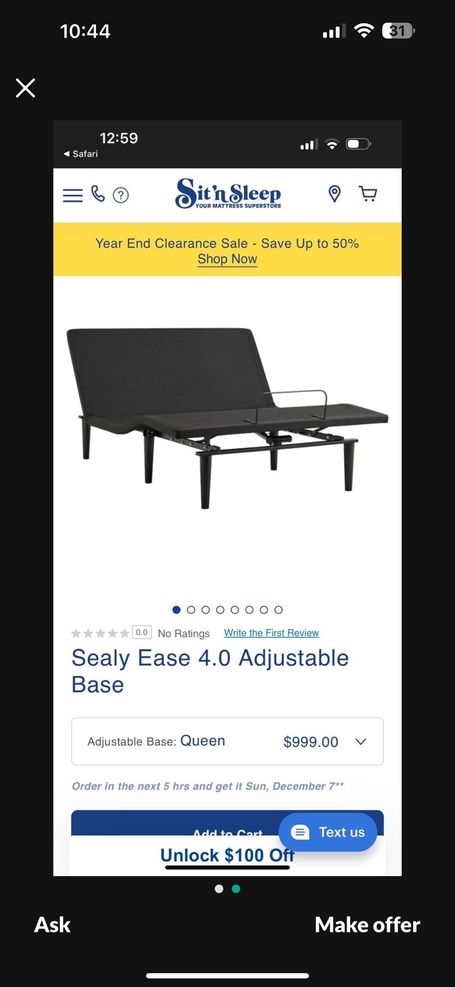 Ajustable Bed Frame -Queen