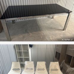 Italian Glass Table And Chairs - Caligaris