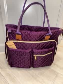 Rainsmore Purple Quilted Laptop Tote Bag - NWT