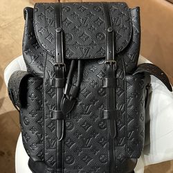 Black leather LV Christopher backpack