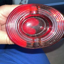 Antique Red Glass Ashtray 
