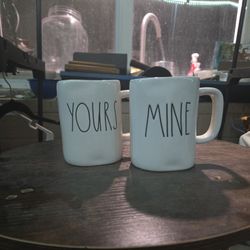 Authentic Rae Dunn "Yours" & "Mine" Set/2 Mugs