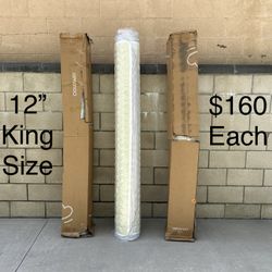12" King Size Hybrid Mattress w/Individual Pocket Springs *$160 Ea, DAMAGE BOX*