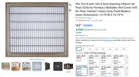 Return Air Grille Duct Opening Floor