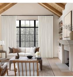 102 Inches Long Pinch Pleated Linen Blackout Curtains