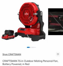 7.5-in Outdoor Misting Personal Fan, Battery Powered