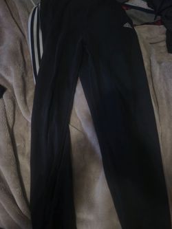 Adidas Black Track Pants with White Stripes