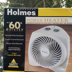 HOLMES WHISPER QUIET 1500W POWER HEATER WHITE  NEW