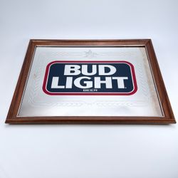 Vintage 1987 Bud Light Beer Bar Man Cave Mirror Sign 22inx18in Anheuser Busch