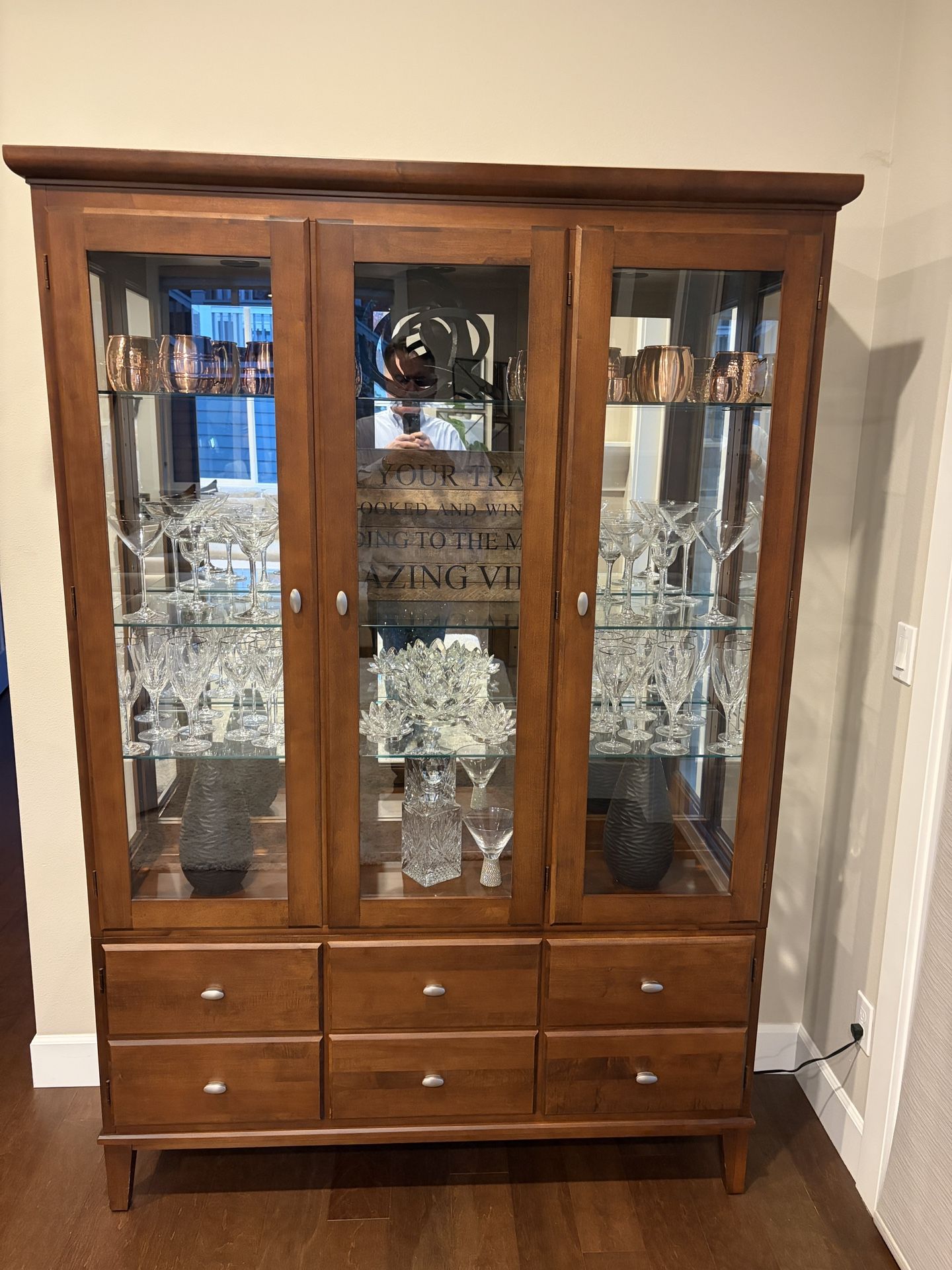 Ethan Allen cherry Liquor Display Cabinet