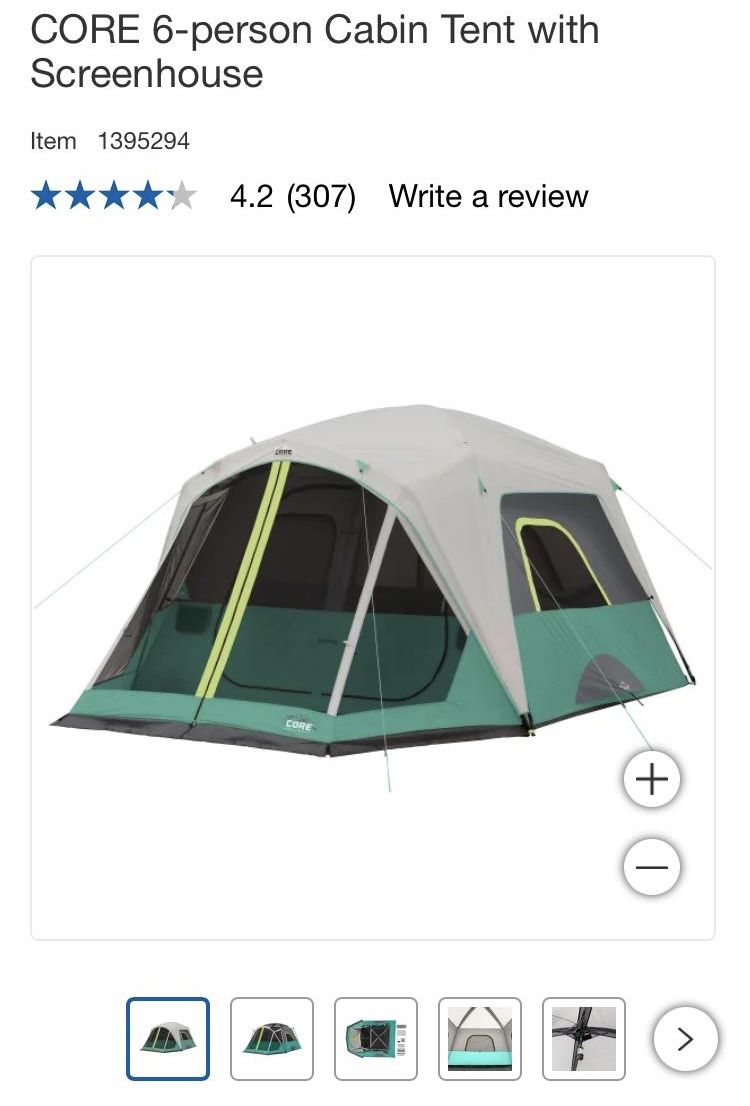 Costco CORE 6-person Instant Cabin Tent + tarpaulin