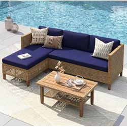 Brand New L-Shaped Wicker Patio Sofa Set