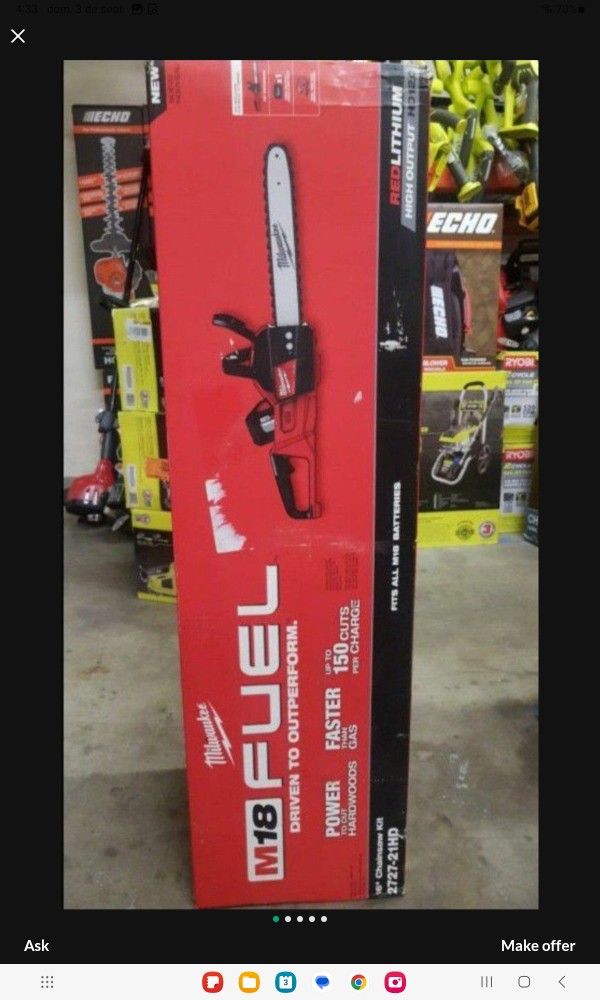 MILWAUKEE M18 FUEL BRUSHLESS 16"IN CORDLESS CHAINSAW TOOL ONLY NEW