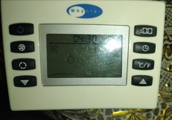 Whynter portable air conditioner remote control, specifically a model used for dual-hose units like the ARC-110WD or ARC-131GD.