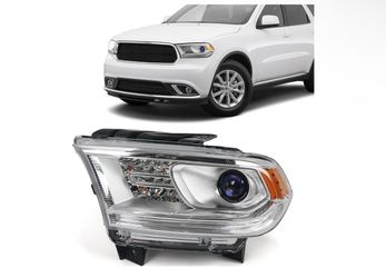 Halogen W/O LED DRL Headlight Assembly Compatible With Dodge Durango 2014-2020 Chrome Housing Headlights Left Driver Side LH