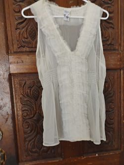 Guess Sheer White Tank Women's Large 