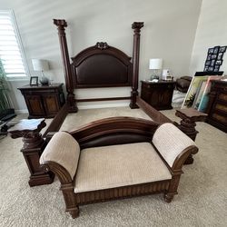 King size bed set , large dresser, small dresser, and two night stands