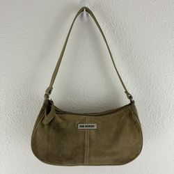 JOE BOXER Vintage 90s Y2K Tan Suede Leather Baguette Small Shoulder Bag Purse