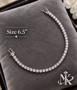 925 Sterling Silver 6.00CTW MOISSANITE Tennis Bracelet Size 6.5”