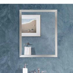 Mirror With Brushed Nickel Frame.