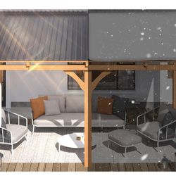 .AECO JOY Brand Wood &steel Lean To Gazebo Kit, Assembly Req.  Hardtop Pergola Gazebo!!Materials And Hardware NEW!