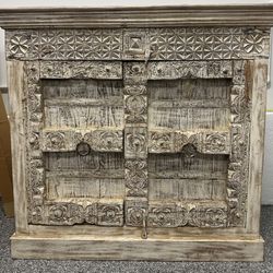 Hand-Carved Indian Mango Wood Sideboard