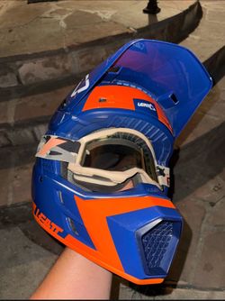 Motocross Helmet With Glasses Leatt GPX 3.5 cross Orange TWO-X Rocket MX Enduro