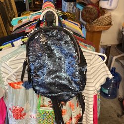 Black Sequin Backpack Purse 