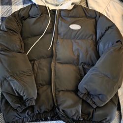 Shein Black Zip Up Puffer Jacket Size XL