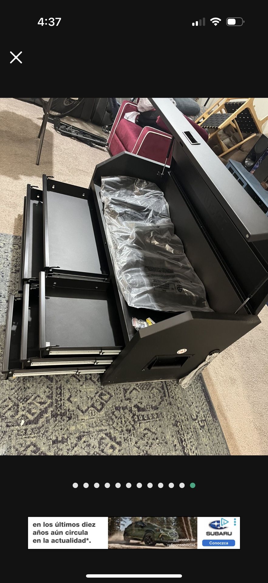 Husky black tool chest 56" L x 22" W x 27" H AS IS Top ONLY